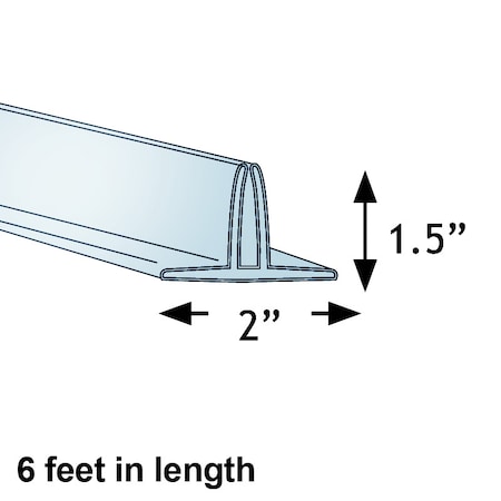 Azar Displays 72"L x 2"W x 1.5"H T-Strip Sign Holder, PK5 600056-CLR